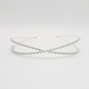 VeryShine Headband Cross silver rhinestone thin headband bling jewel hairband for women