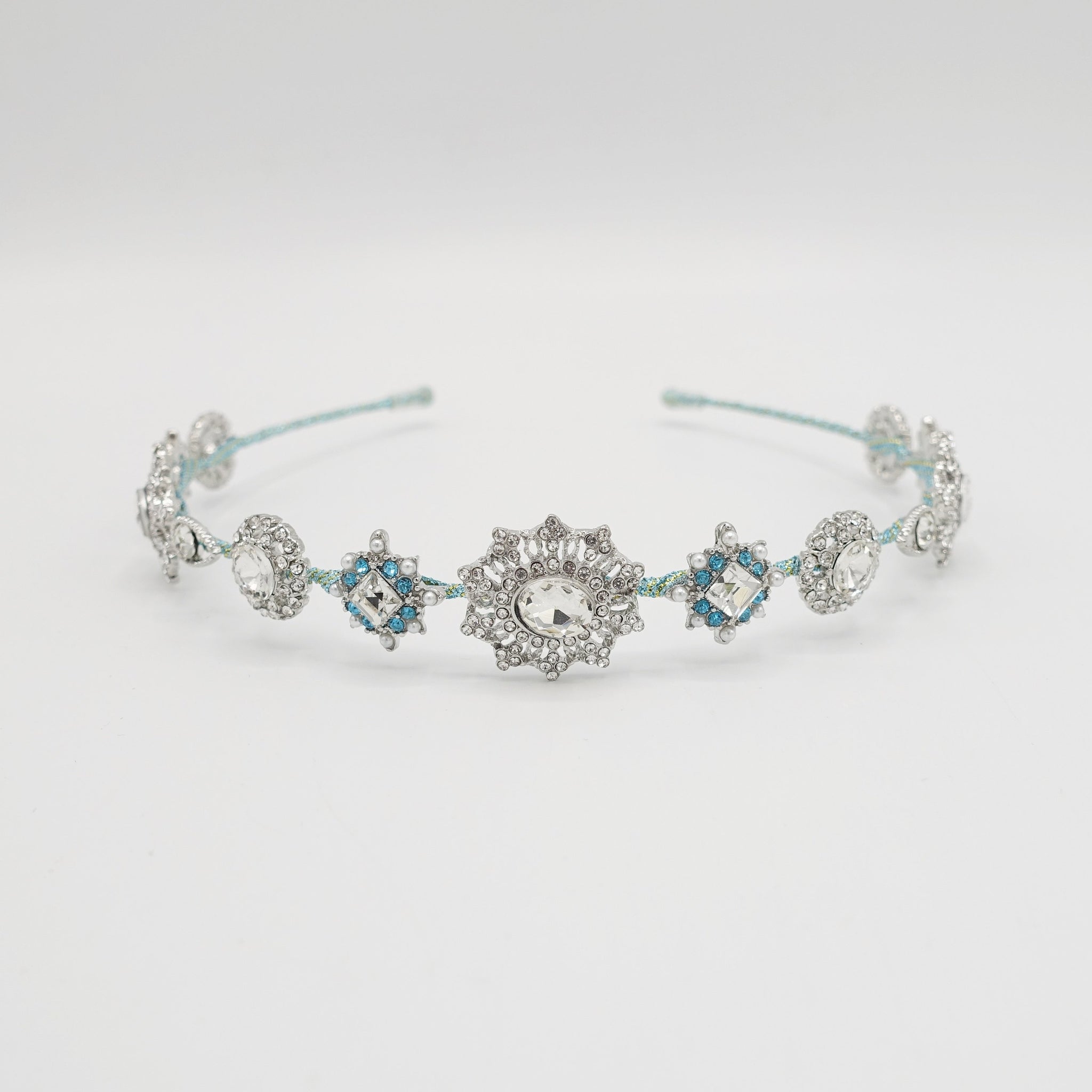 VeryShine Headband Crystal baroque pattern rhinestone embellished metal thin headband