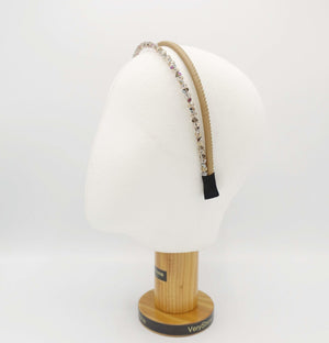 VeryShine Headband double strand headband bling glass beaded leather hairband for women