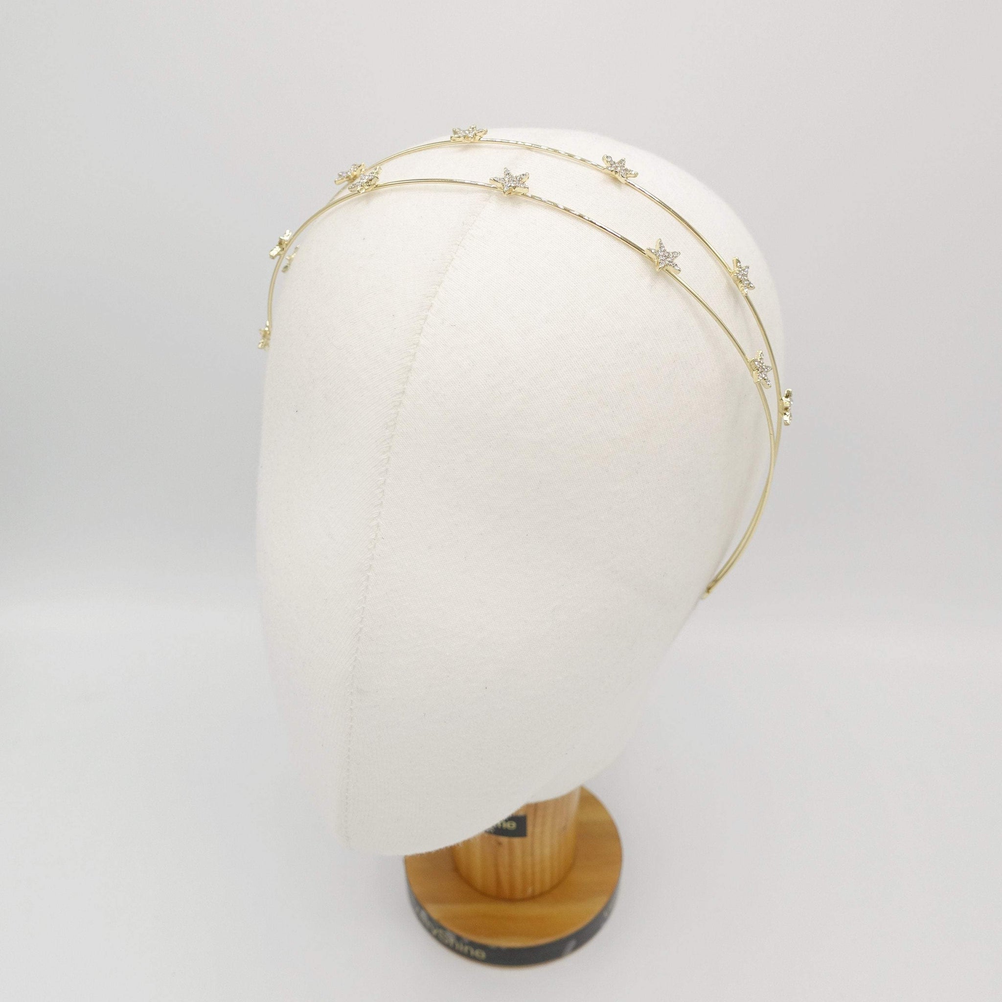 VeryShine Headband double strand star rhinestone headband thin metal headband for women