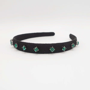 VeryShine Headband Emerald bling rhinestone embellished suede headband