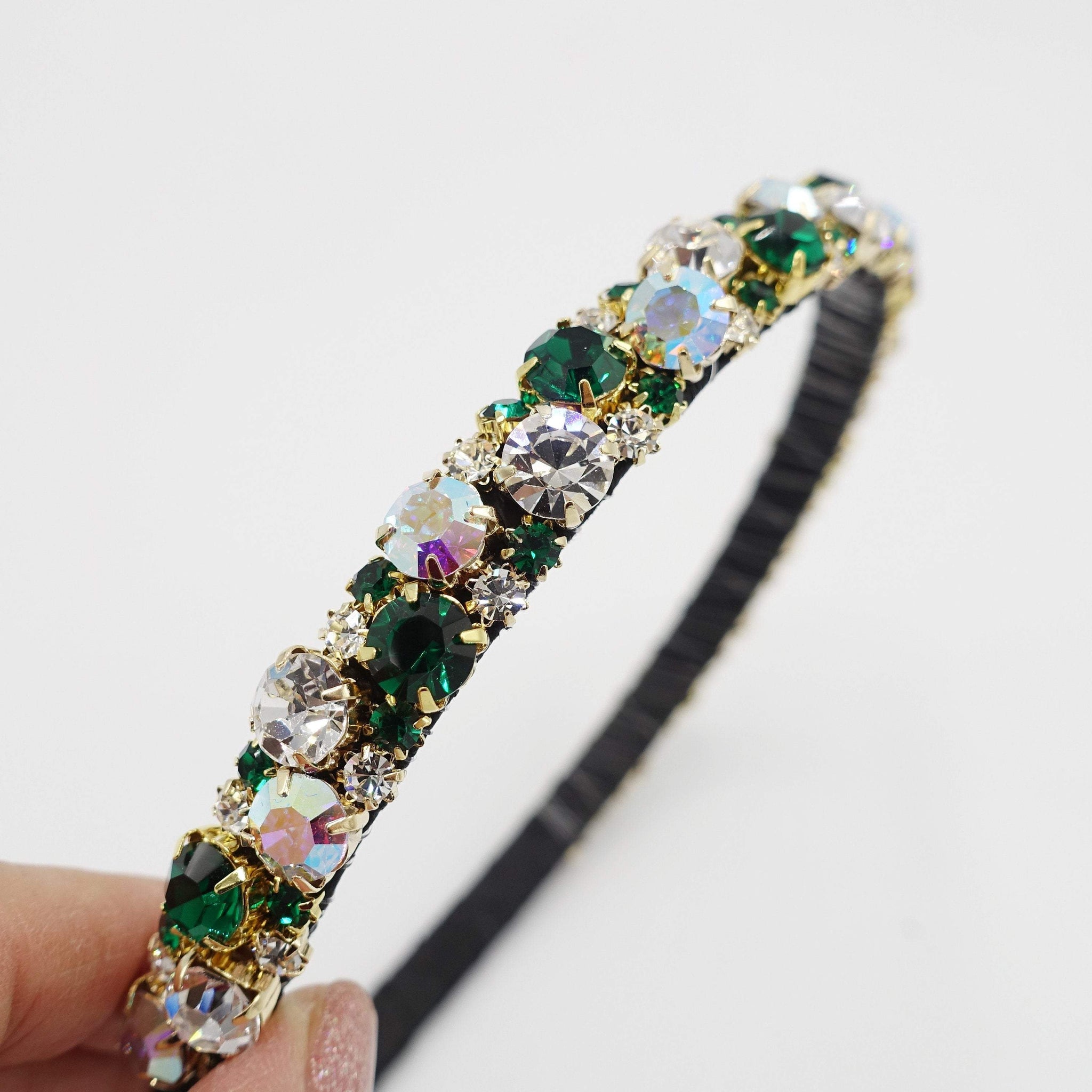 VeryShine Headband Emerald Royal rhinestone embellished headband luxury bling hair accessory for women