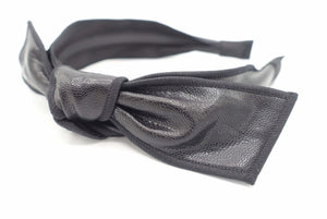 VeryShine Headband faux leather wired  bow knot headband medium hairband interlocked edge style hair accessory for women