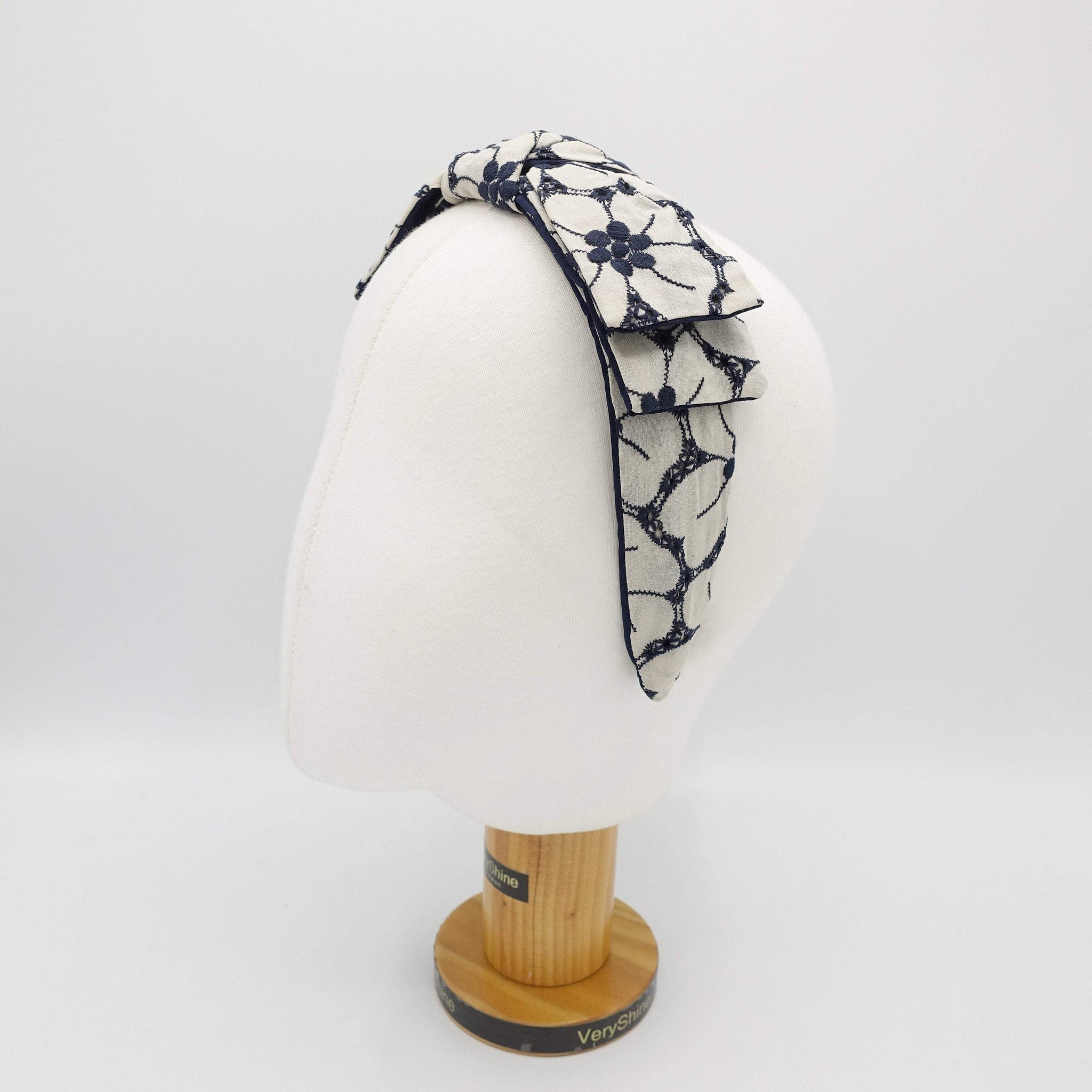 VeryShine Headband flower embroidered headband wired bow knot headband