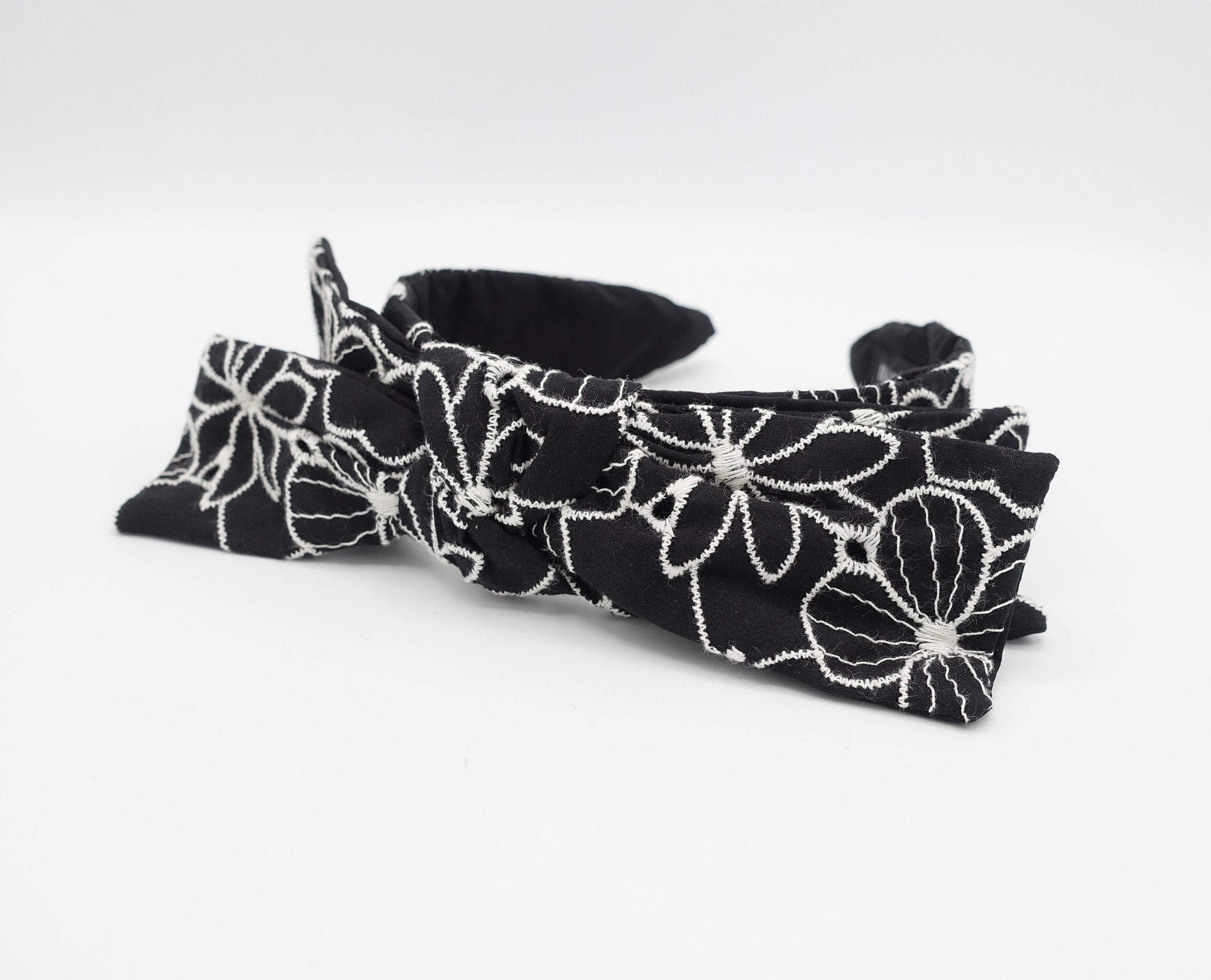 VeryShine Headband flower embroidered headband wired bow knot headband