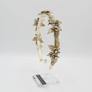 VeryShine Headband flower leaves bridal headband metal wedding hairband for a bride