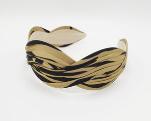 VeryShine Headband Gold beige zebra satin wave headband stylish woman hairband