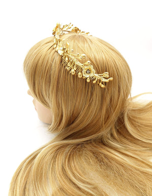 VeryShine Headband Gold bridal tiara headband flower branch wedding hairband for brides
