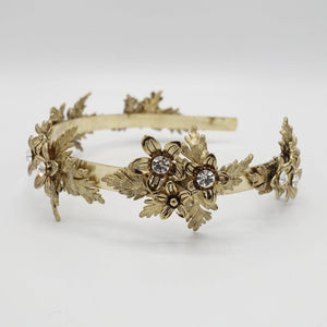 VeryShine Headband Gold flower leaves bridal headband metal wedding hairband for a bride