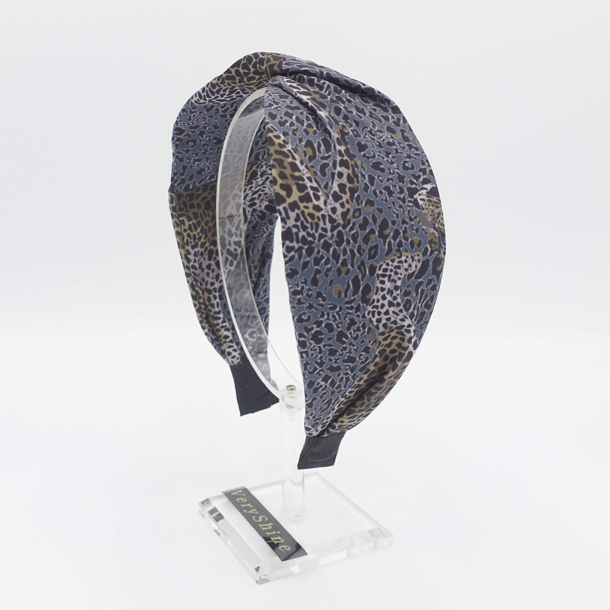 VeryShine Headband Gray modified leopard print headband animal print cross hairband for women