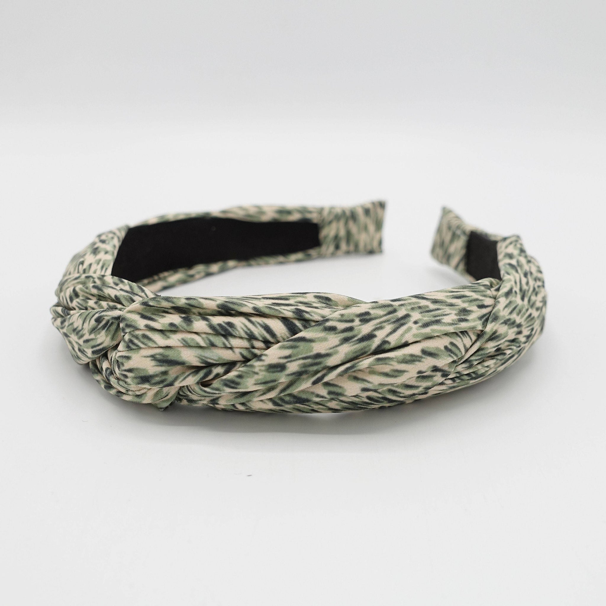 VeryShine Headband Green animal print cross headband casual hair accessory for women