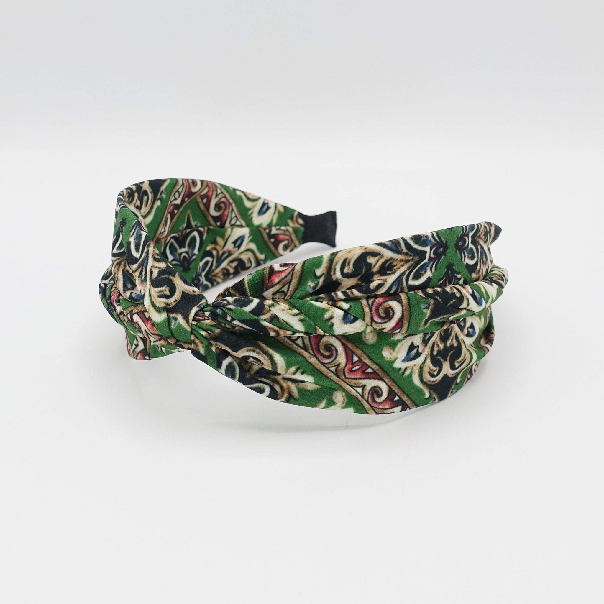 VeryShine Headband Green baroque paisley headband twist cross hairband shop for women