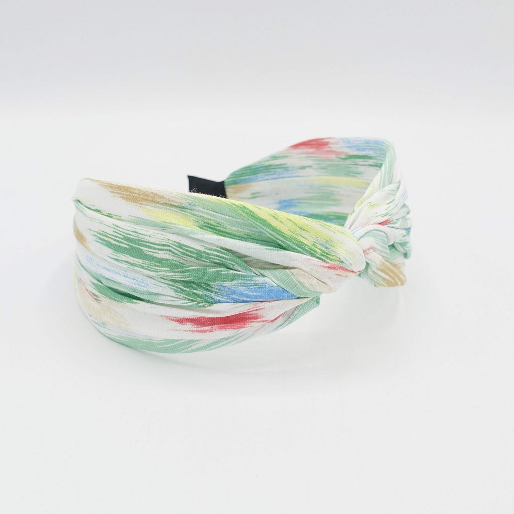 VeryShine Headband Green color stroke print headband cross hairband Summer hair accessory for women