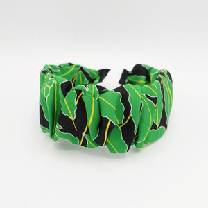 VeryShine Headband Green leaves abstract print pleated headband vivid color hairband for women