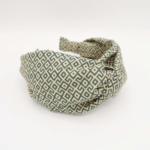 VeryShine Headband Green maze jacquard cross headband stylish woman hairband