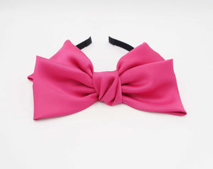 VeryShine Headband Hot pink satin bow headband Texas satin big hair bow cute hairband women hair accessory
