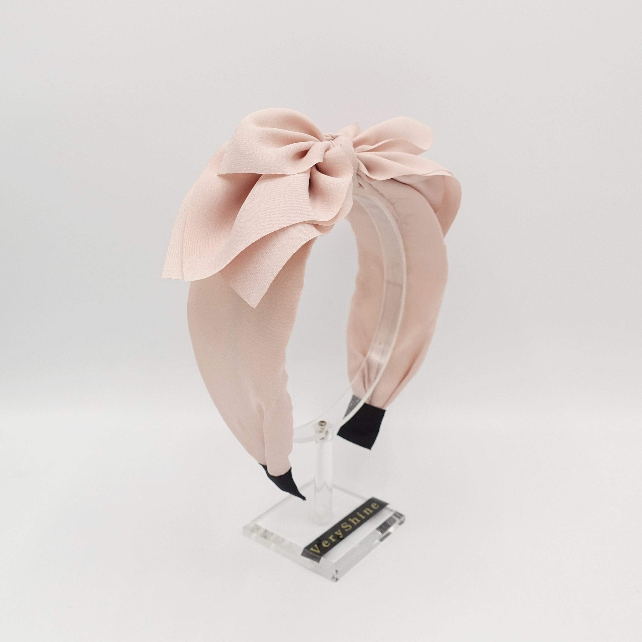 VeryShine Headband Indi pink triple layered bow knot headband chiffon solid hairband for women