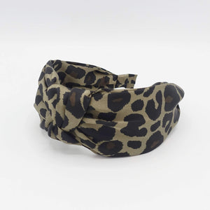 VeryShine Headband Khaki leopard top knot headband animal print hairband for women
