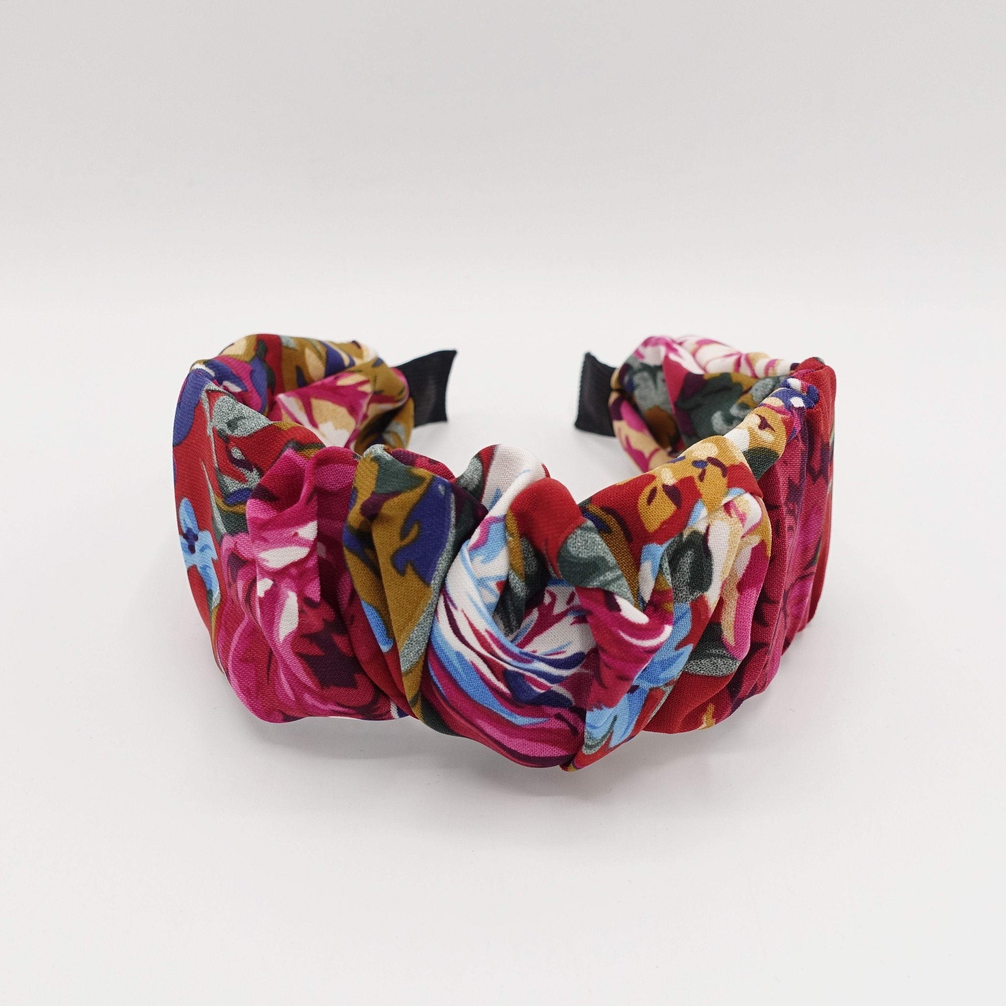 VeryShine Headband large flower print headband pleated hairband colorful hair accessory for women