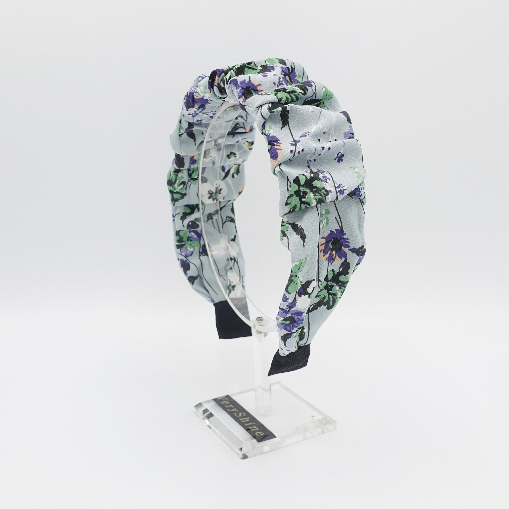 VeryShine Headband Mint multi floral print headband flower print hairband pleated hair accessory for women