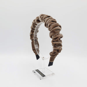 VeryShine Headband Mocca beige vevlet ruched headband pleated hairband accessory for women