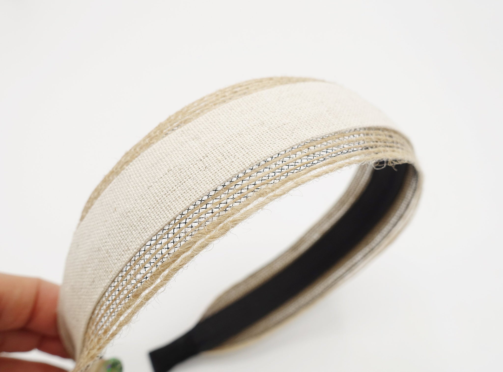 VeryShine Headband Natural beige natural headband jute linen blend hairband for women