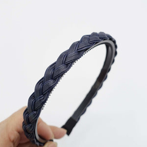 VeryShine Headband Navy faux leather braided headband thin narrow womens hairband