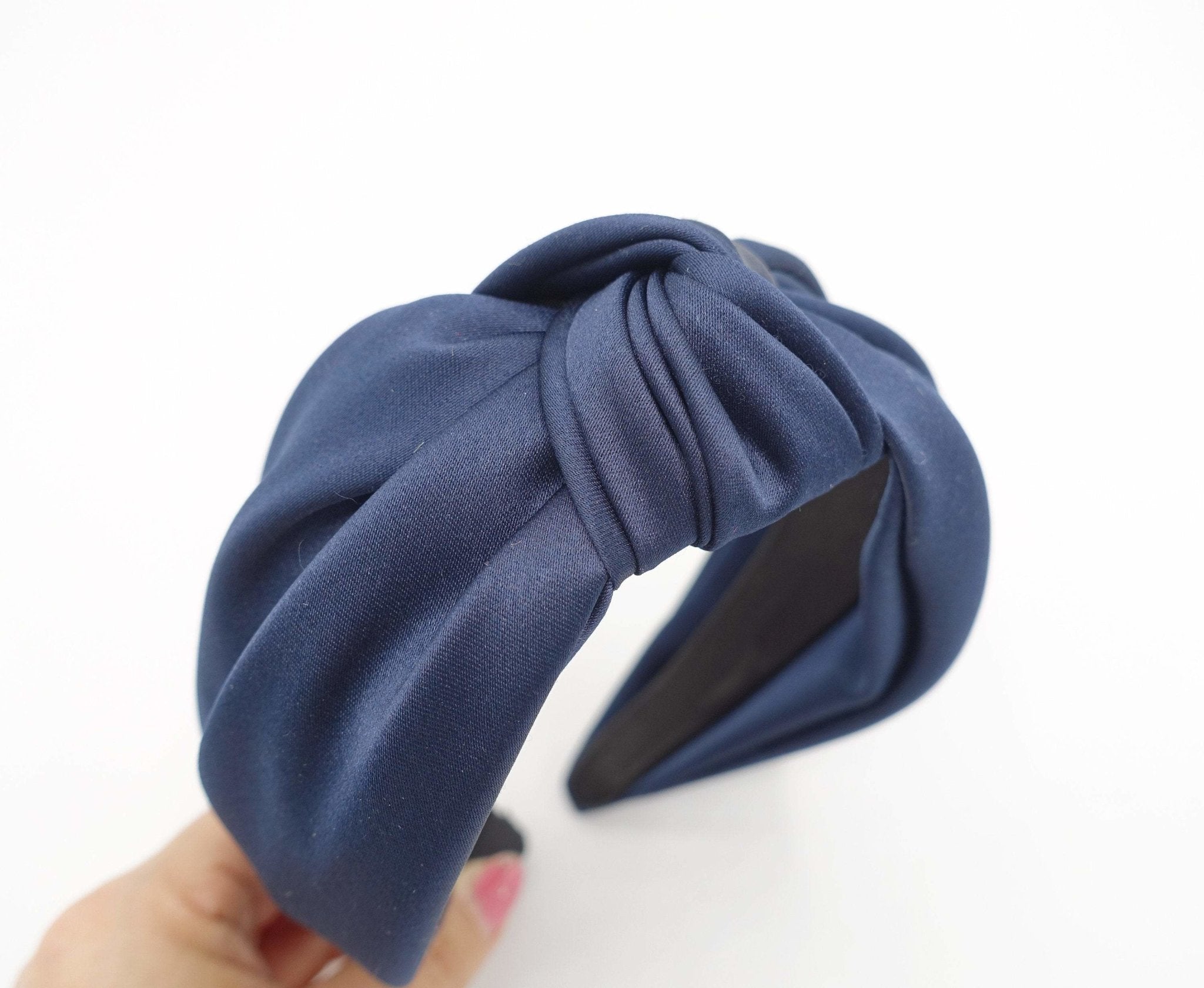 VeryShine Headband Navy metro chic satin knot headband solid swallow hairband for women