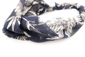 VeryShine Headband Navy wild tropical plant headband leaves print cross fashion hairband stylish woman hair accessory