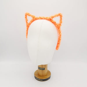 VeryShine Headband Neon orange cat ear headband frayed edge fabric wrap event headband