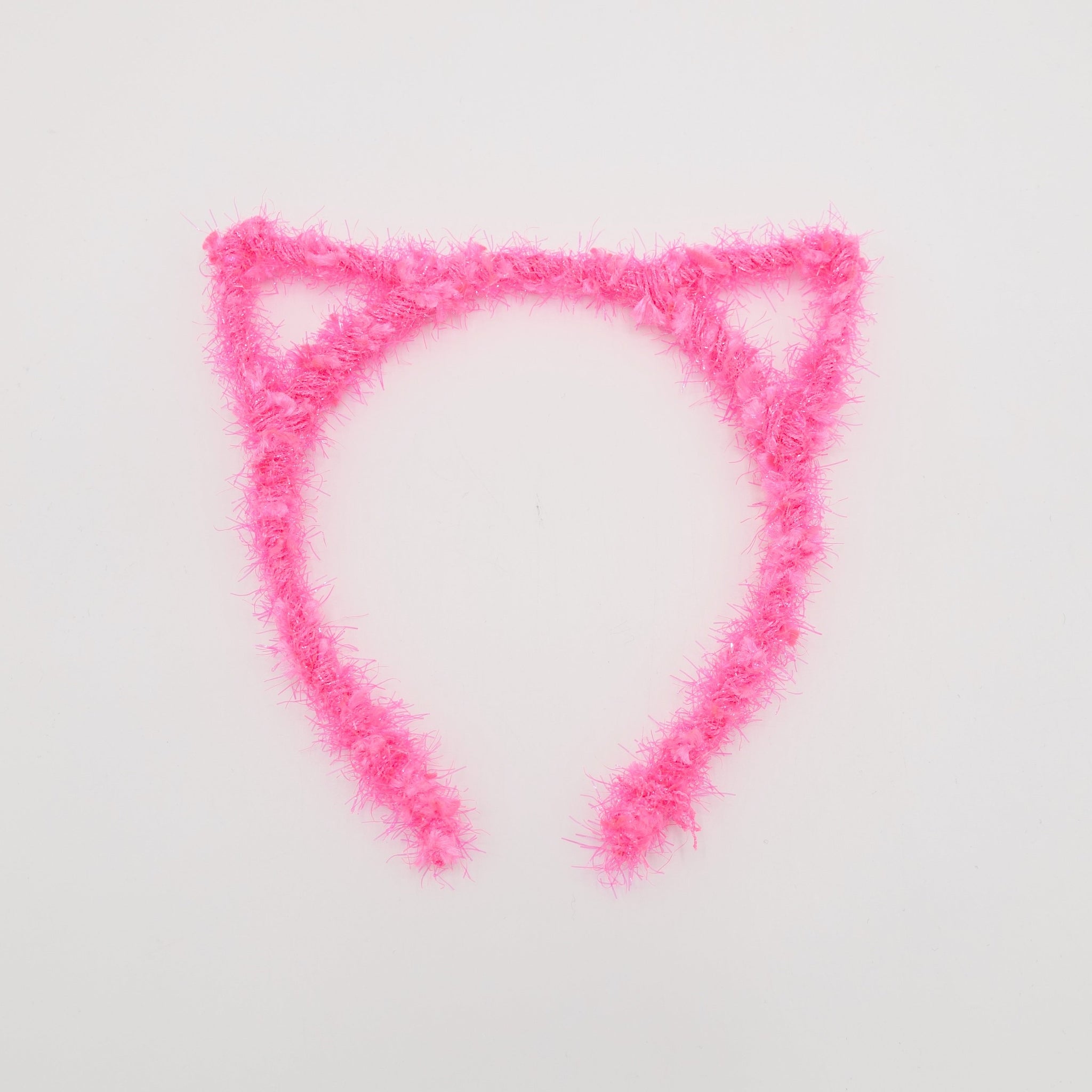VeryShine Headband Neon pink cat ear headband frayed edge fabric wrap event headband