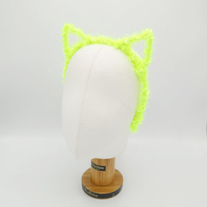 VeryShine Headband Neon yellow-green cat ear headband frayed edge fabric wrap event headband