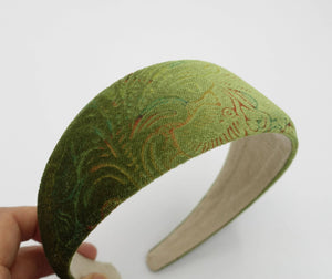 VeryShine Headband Olive green velvet headband flower patterned hairband for women