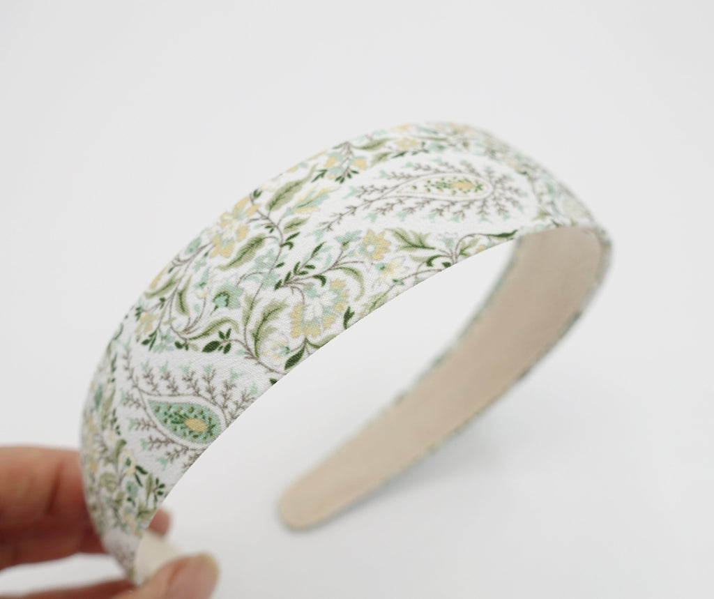 VeryShine Headband Pale green paisley headband floral print basic hairband for women