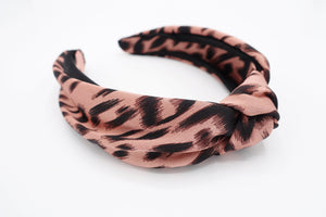 VeryShine Headband Peach pink urban leopard print headband knotted hairband satin women hair accessory for women