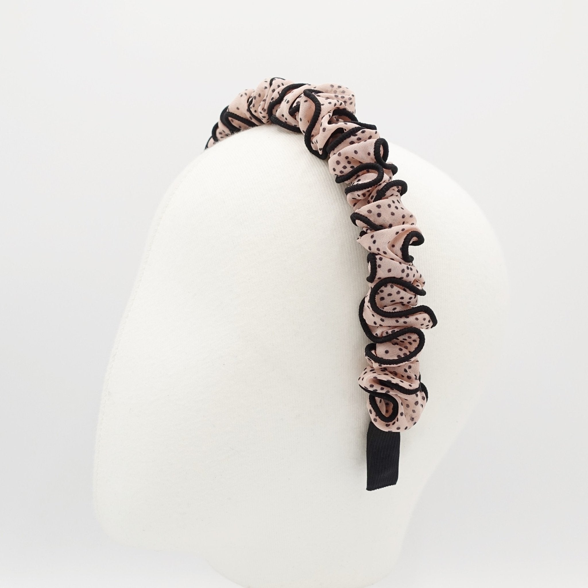 VeryShine Headband Pink chiffon dot  ruched headband Spring Summer hairband for women