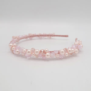 VeryShine Headband Pink color pearl crystal ball beaded headband