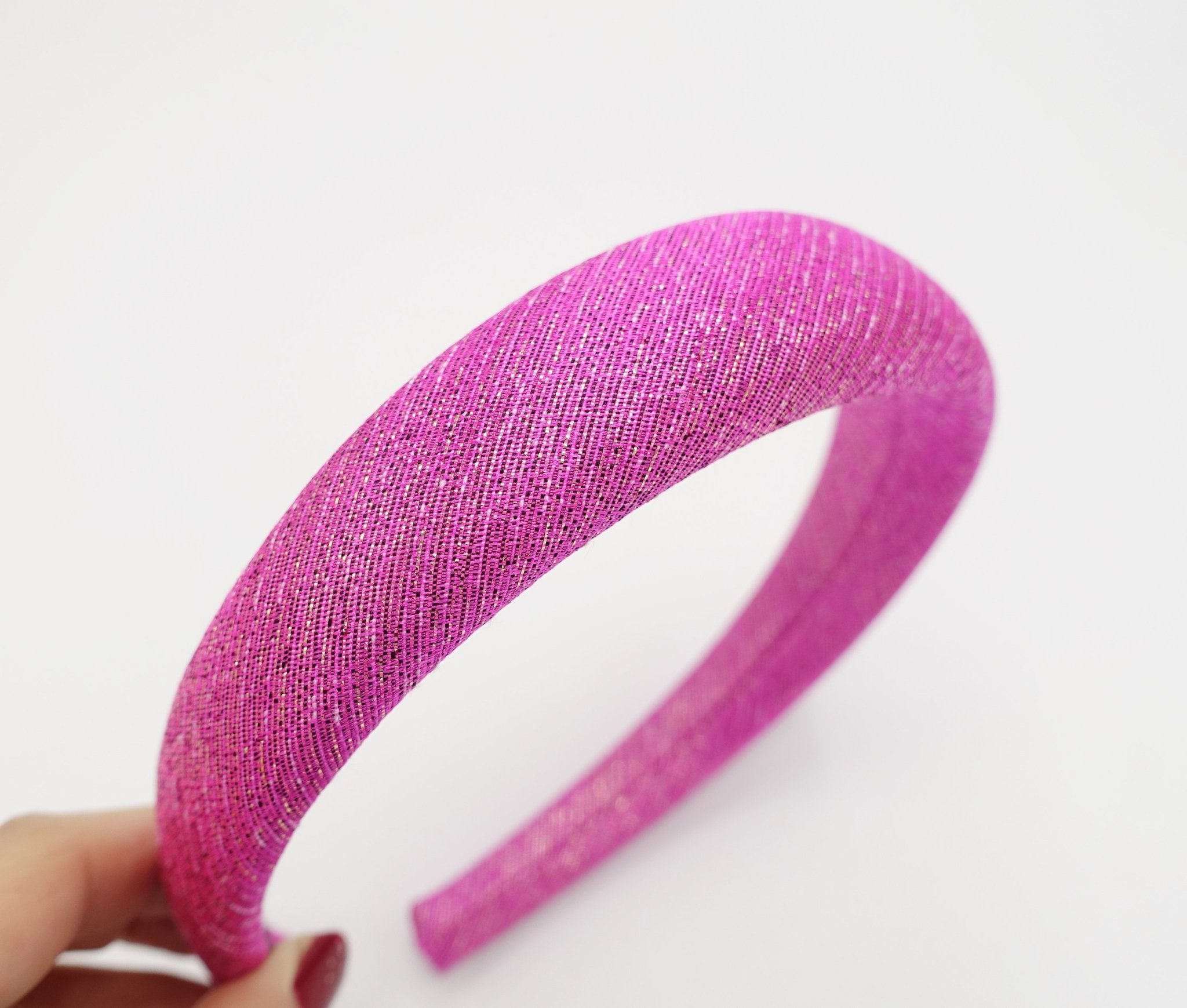 VeryShine Headband Pink shimmer headband metallic padded hairband stylish hair accessory for women