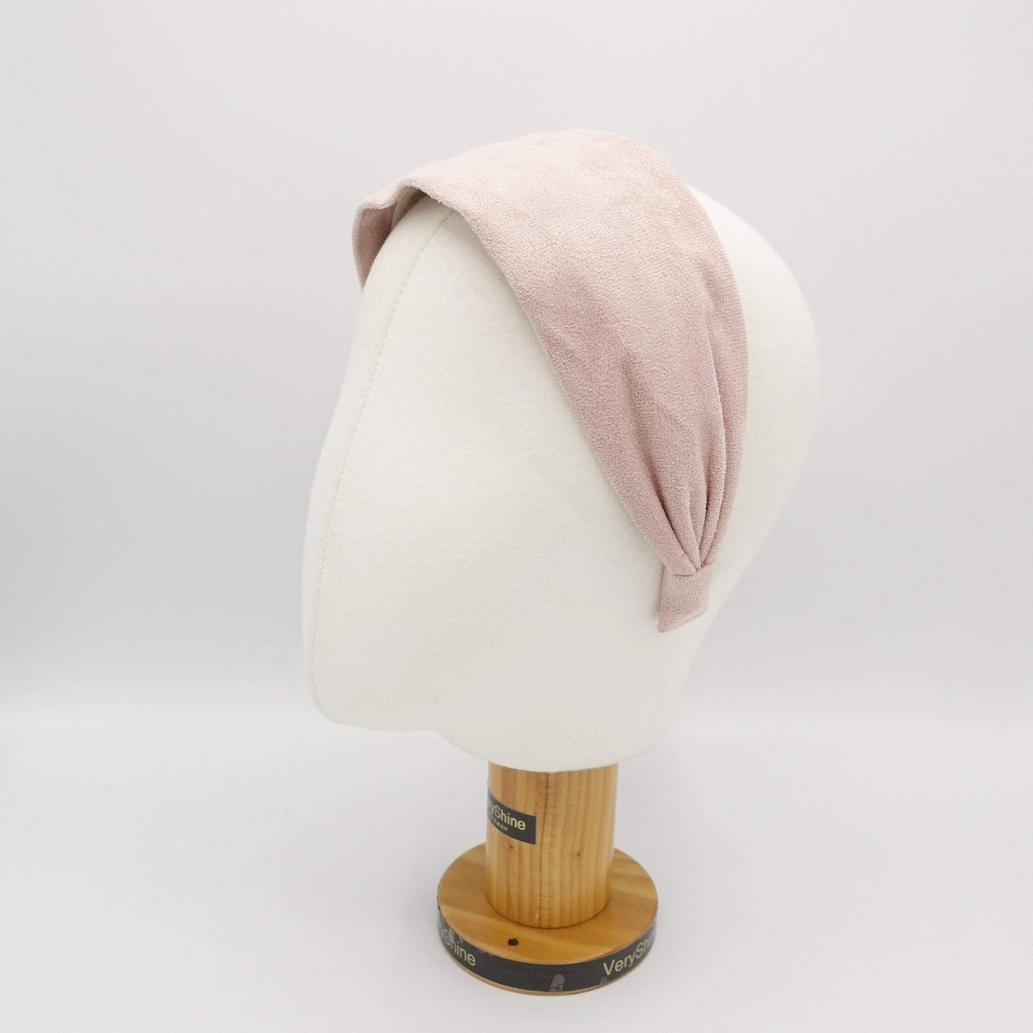 VeryShine Headband Pink suede flat headband basic wide hairband hair accessory for women