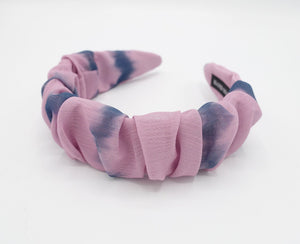 VeryShine Headband Pink tie dye headband pleated  hairband hair accessory for women
