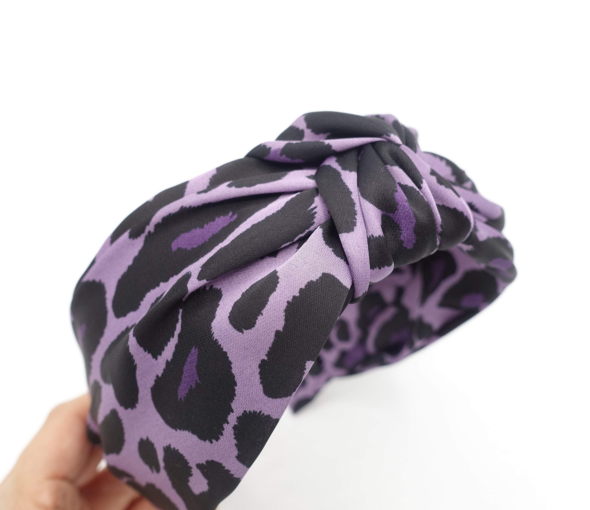 VeryShine Headband Purple leopard top knot headband animal print hairband for women