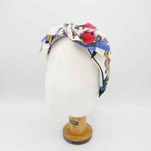 VeryShine Headband red flower print triple bow knot headband voluminous top bow hairband for women