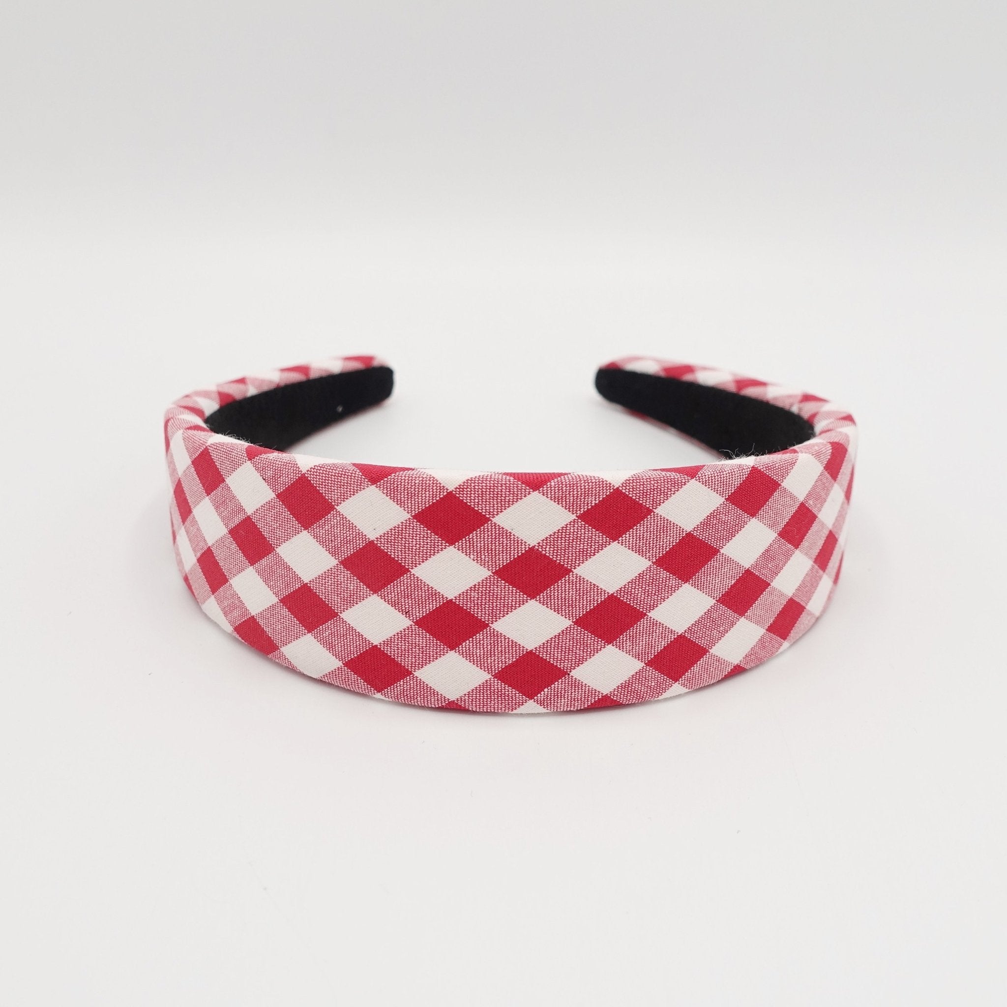 VeryShine Headband Red gingham check padded headband casual hairband for women