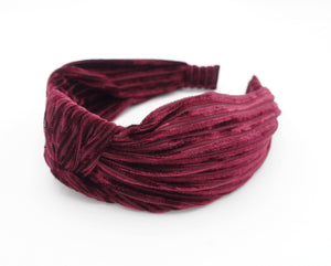 VeryShine Headband Red wine crushed velvet knotted headband one layer simple hairband for women