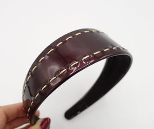 VeryShine Headband Red wine high gloss PU headband double stitch hairband for women