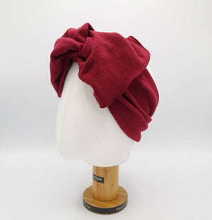 VeryShine Headband Red wine wide cross bow headband ridged span turban hairband for women