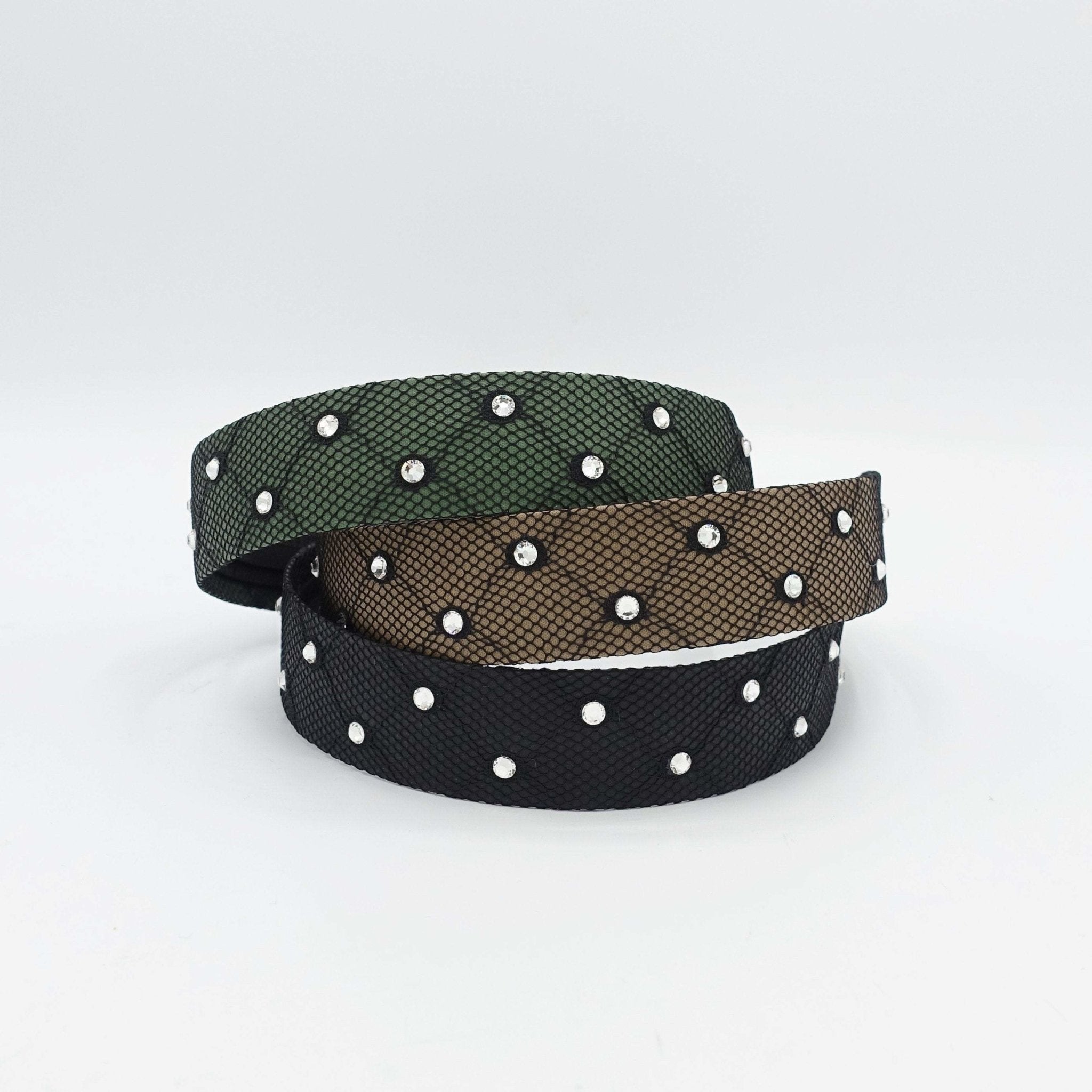VeryShine Headband rhinestone embellished stocking headband satin mesh net hairband hair accessory for women