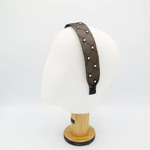 VeryShine Headband rhinestone embellished stocking headband satin mesh net hairband hair accessory for women