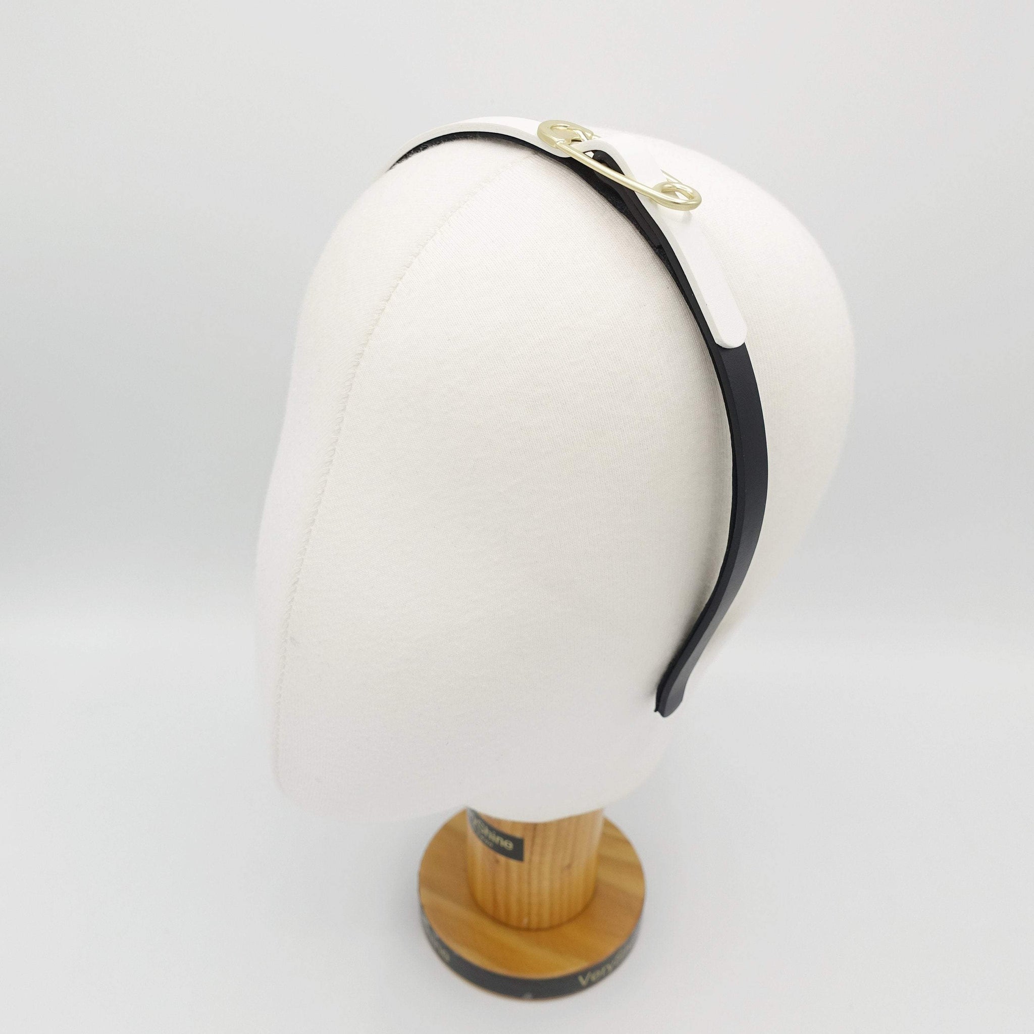 VeryShine Headband safety pin buckled leather headband thin hairband for women