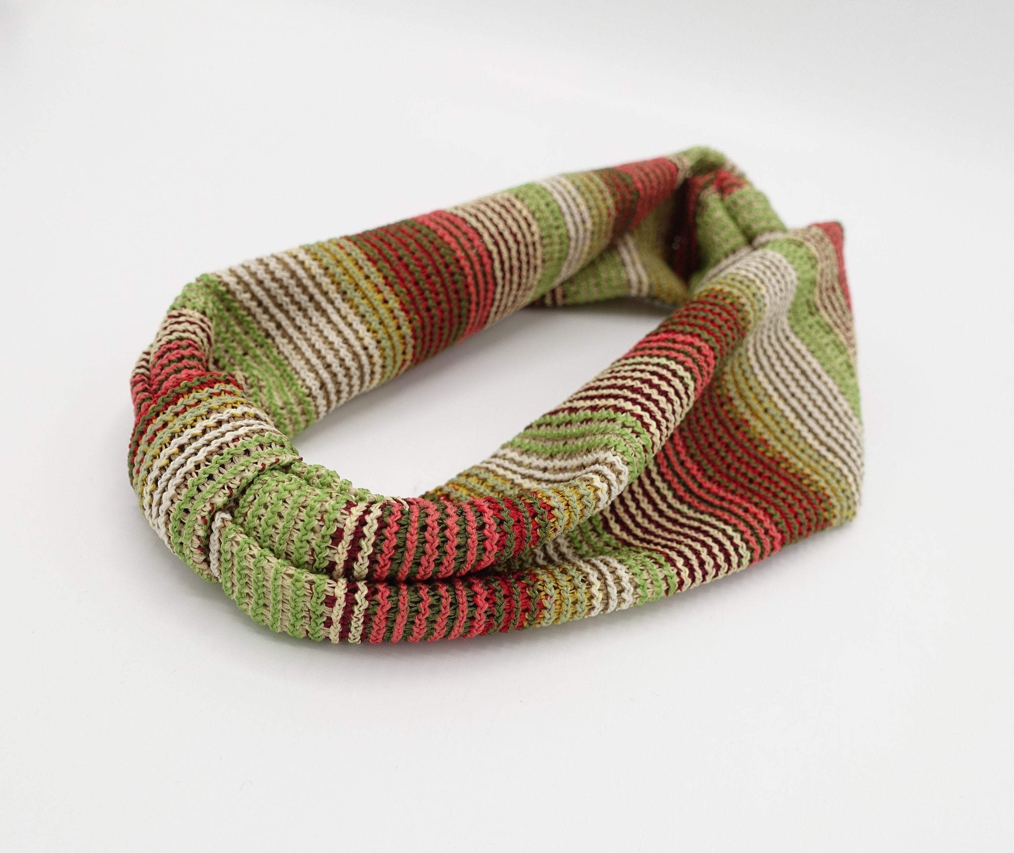VeryShine Headband Sage green stripe knit turban headband